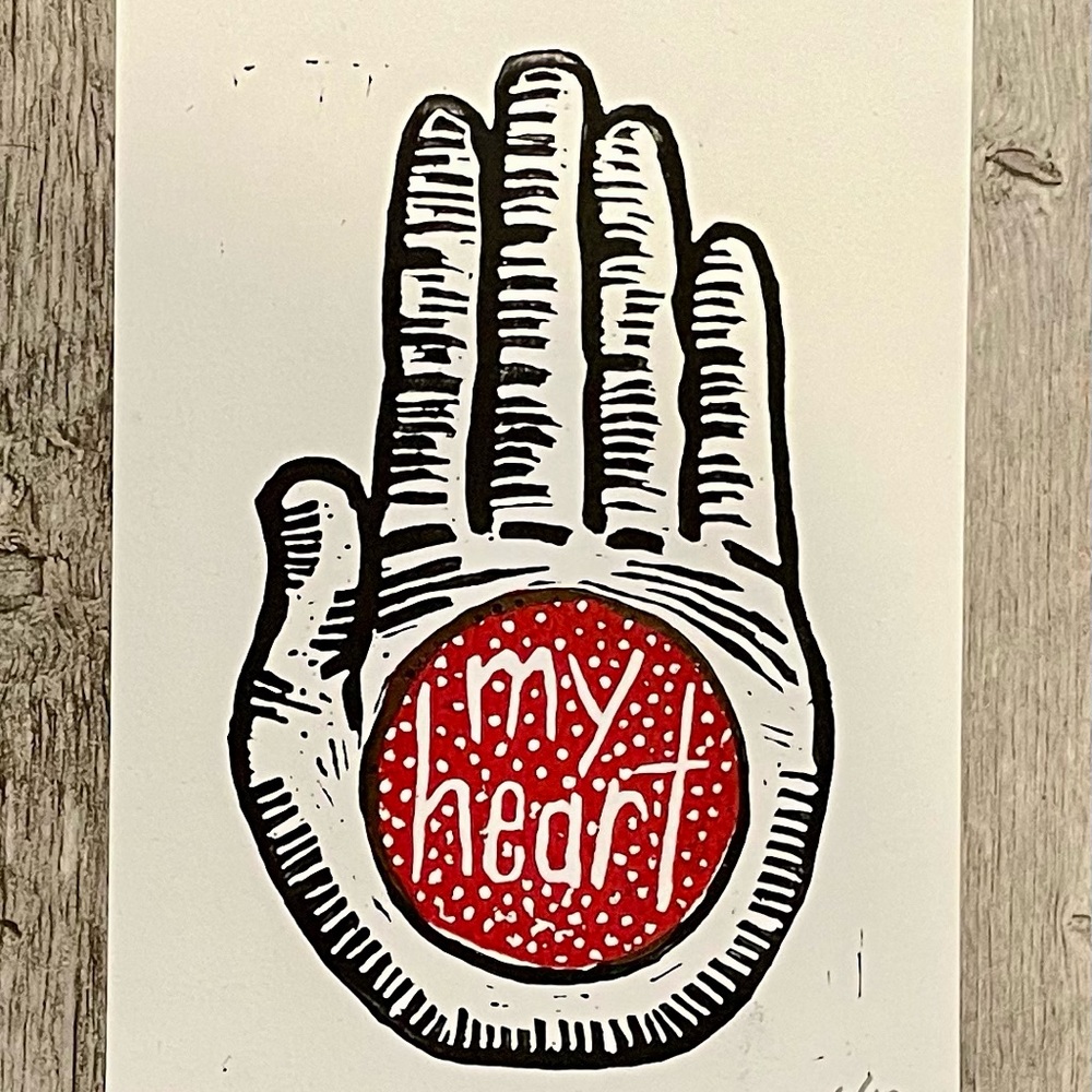 Hand Print Art with Red Heart